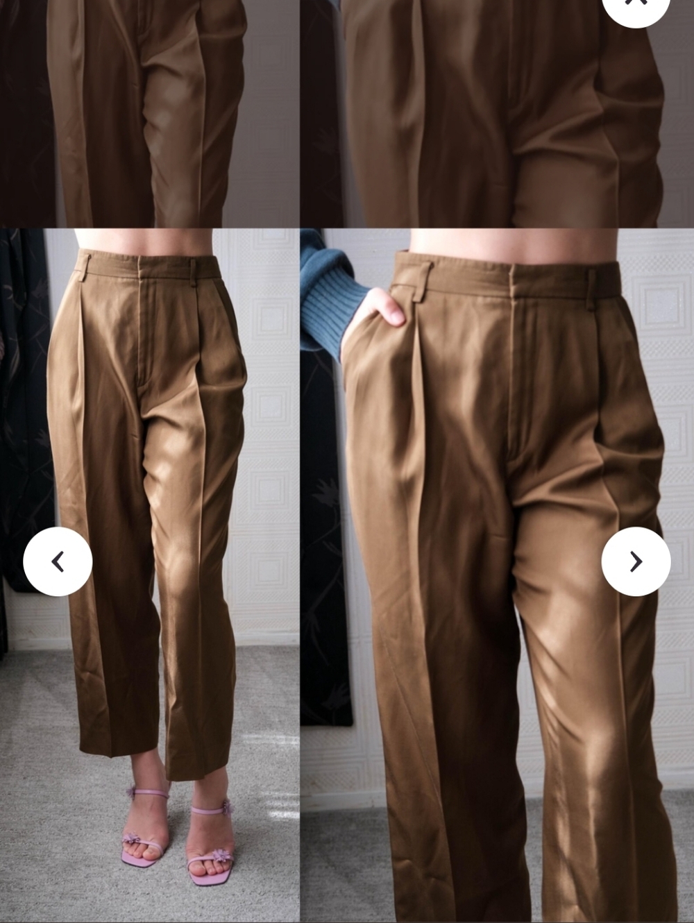 Vintage 90s Linda Allard Ellen Tracy Army Dark Olive Green Silk Pleated Trouser